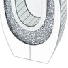 Oval Shape Mirror Framing Accent Decor with Faux Diamond Inlays, Silver - BM238120