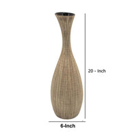 20'' Pot Bellied Shape Ceramic Vase with Sleek Flared Neck, Beige - BM238123