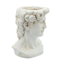 Male Head Resin Planter with Round Opening, White - BM238139