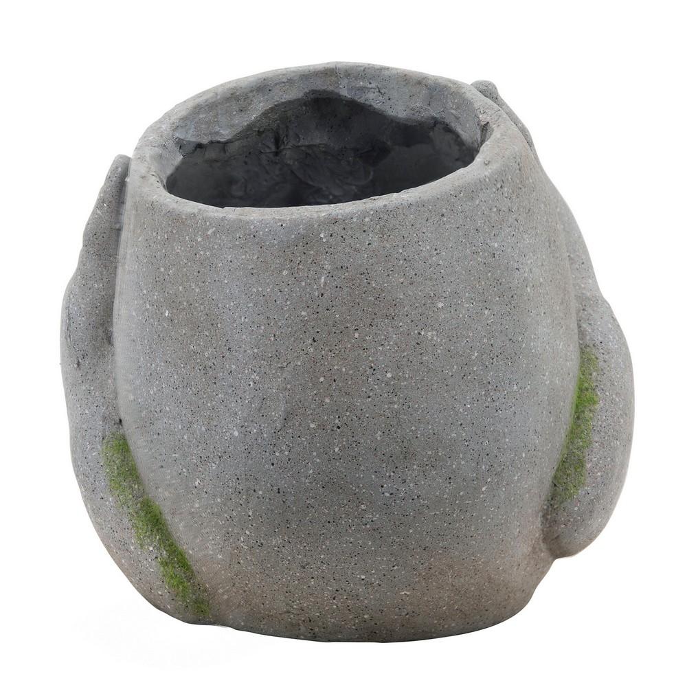 Resin Human Head Planter with Hands on Eyes, Gray - BM238146