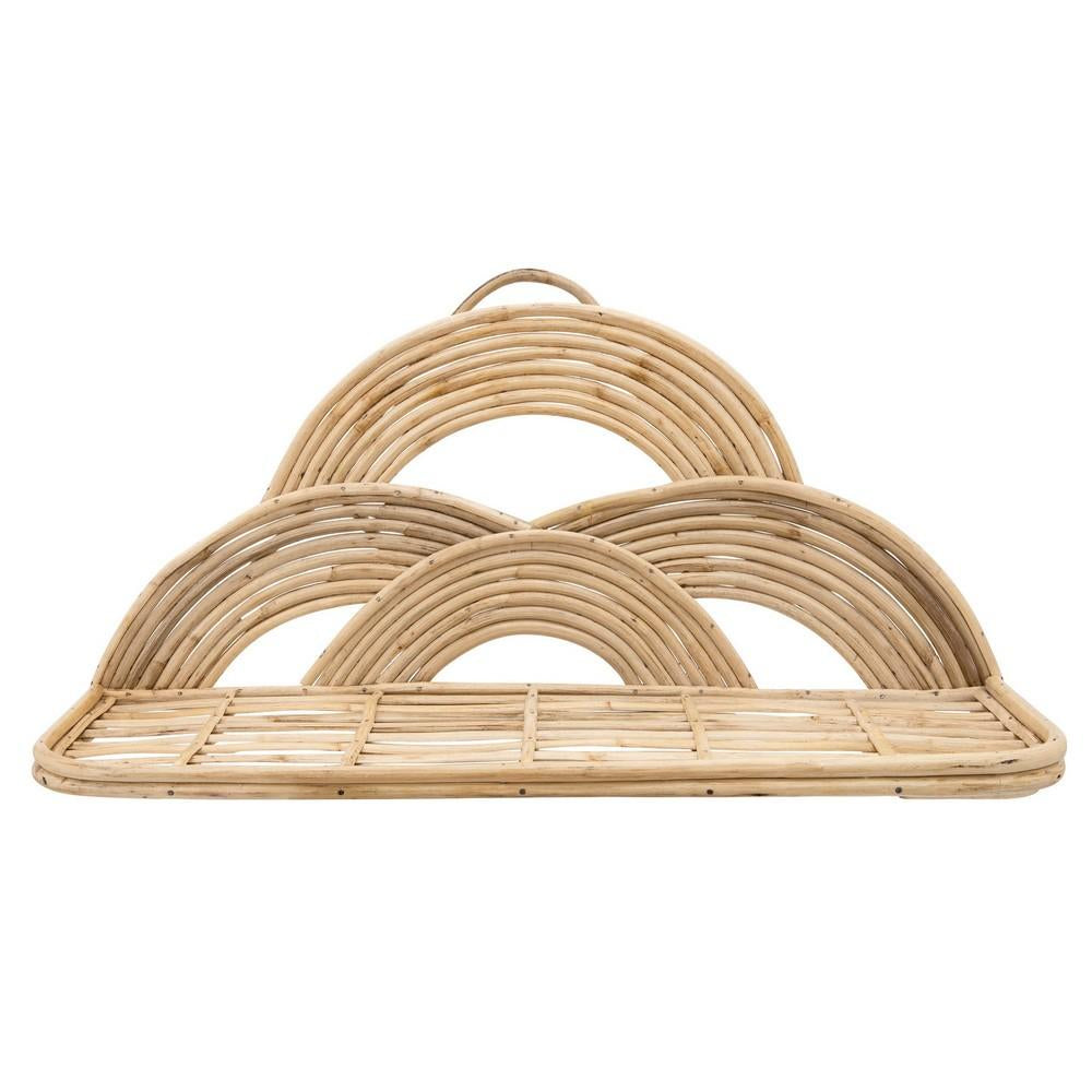 benzara Rattan Wall Decor Tray with Semicircular Accents Brown - BM238169