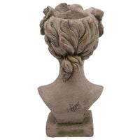 22 Inches Resin Lady Bust with Floral Designed Head, Gray - BM238206