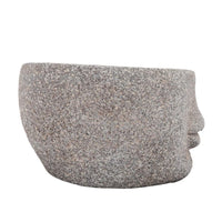 8 Inches Resin Half Face Textured Planter, Taupe Gray - BM238220