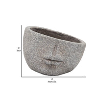 8 Inches Resin Half Face Textured Planter, Taupe Gray - BM238220