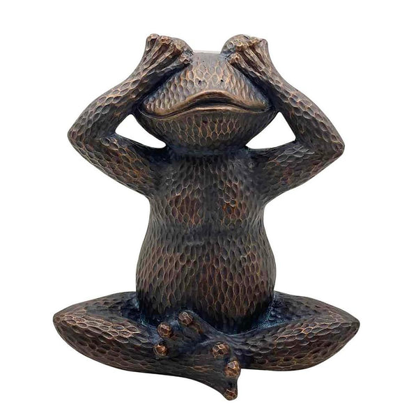 16 Inches Resin Hammered Sitting Frog Accent Decor, Bronze - BM238233
