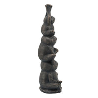 24 Inches Resin Stacked Meditating 3 Frog Accent Decor, Bronze - BM238235