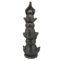 24 Inches Resin Stacked Meditating 3 Frog Accent Decor, Bronze - BM238235