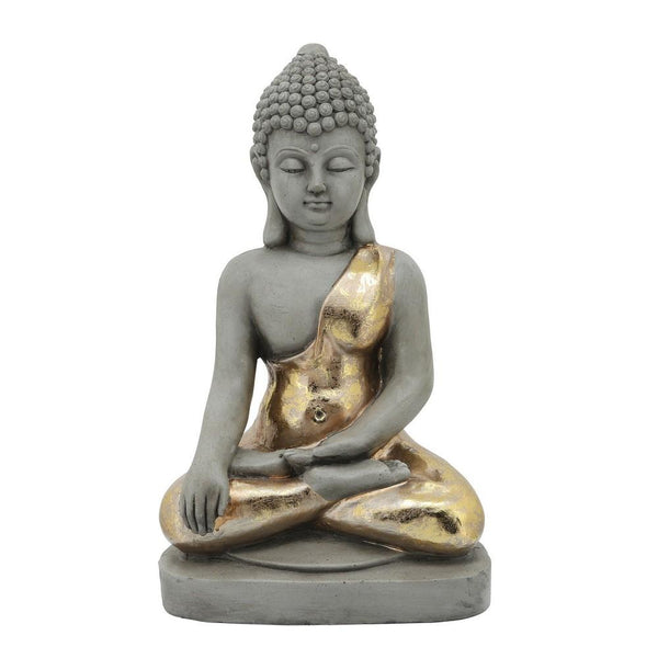 Sitting Buddha Design Resin Accent Decor, Gray - BM238266