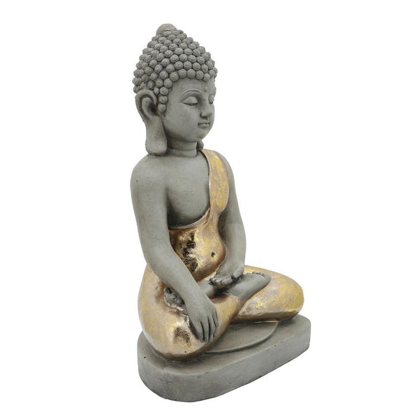 Sitting Buddha Design Resin Accent Decor, Gray - BM238266