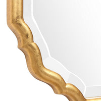 32 Inches Curved Design Wooden Vanity Mirror, Gold - BM239363