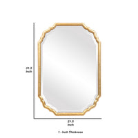 32 Inches Curved Design Wooden Vanity Mirror, Gold - BM239363