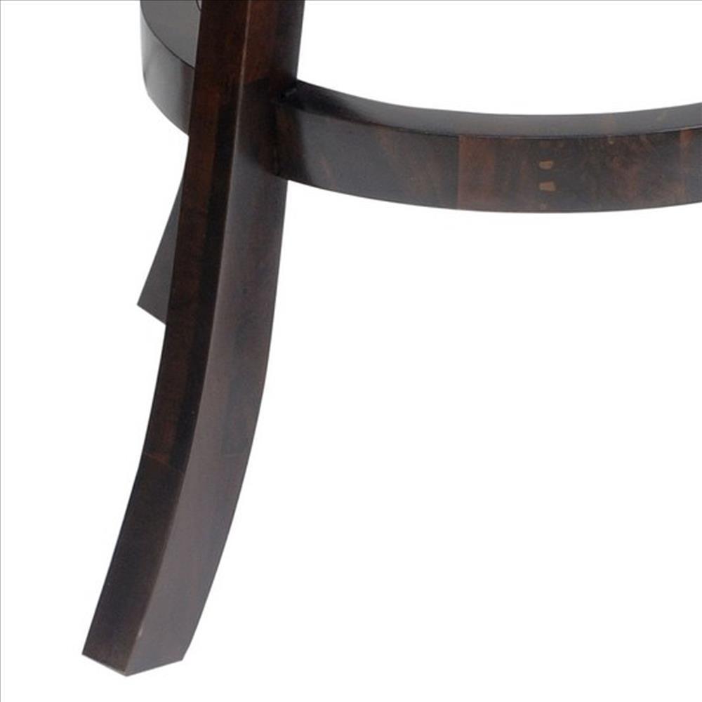 29 Inches Swivel Wooden Frame Counter Stool with Padded Back, Dark Brown - BM239714