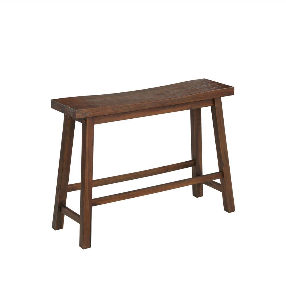 Saddle Design Wooden Bench with Grain Details, Brown - BM239726