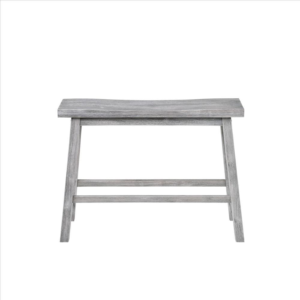 Saddle Design Wooden Bench with Grain Details, Gray - BM239731