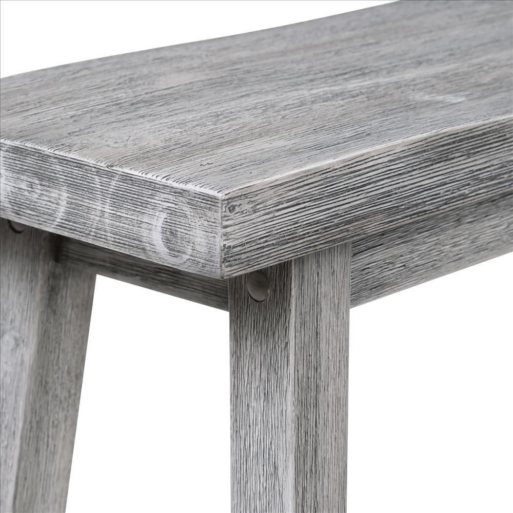 Saddle Design Wooden Bench with Grain Details, Gray - BM239731