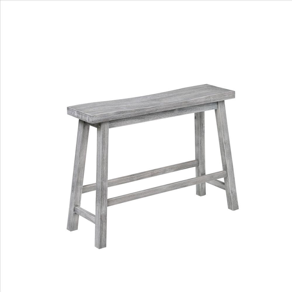 Saddle Design Wooden Bench with Grain Details, Gray - BM239731