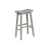 Saddle Design Wooden Barstool with Grain Details, Gray - BM239734