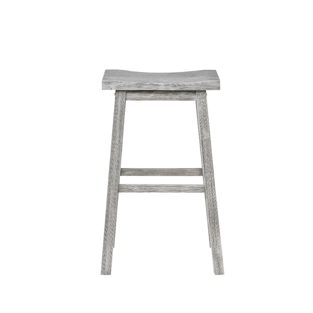 Saddle Design Wooden Barstool with Grain Details, Gray - BM239734