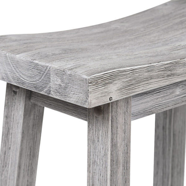 Saddle Design Wooden Barstool with Grain Details, Gray - BM239734