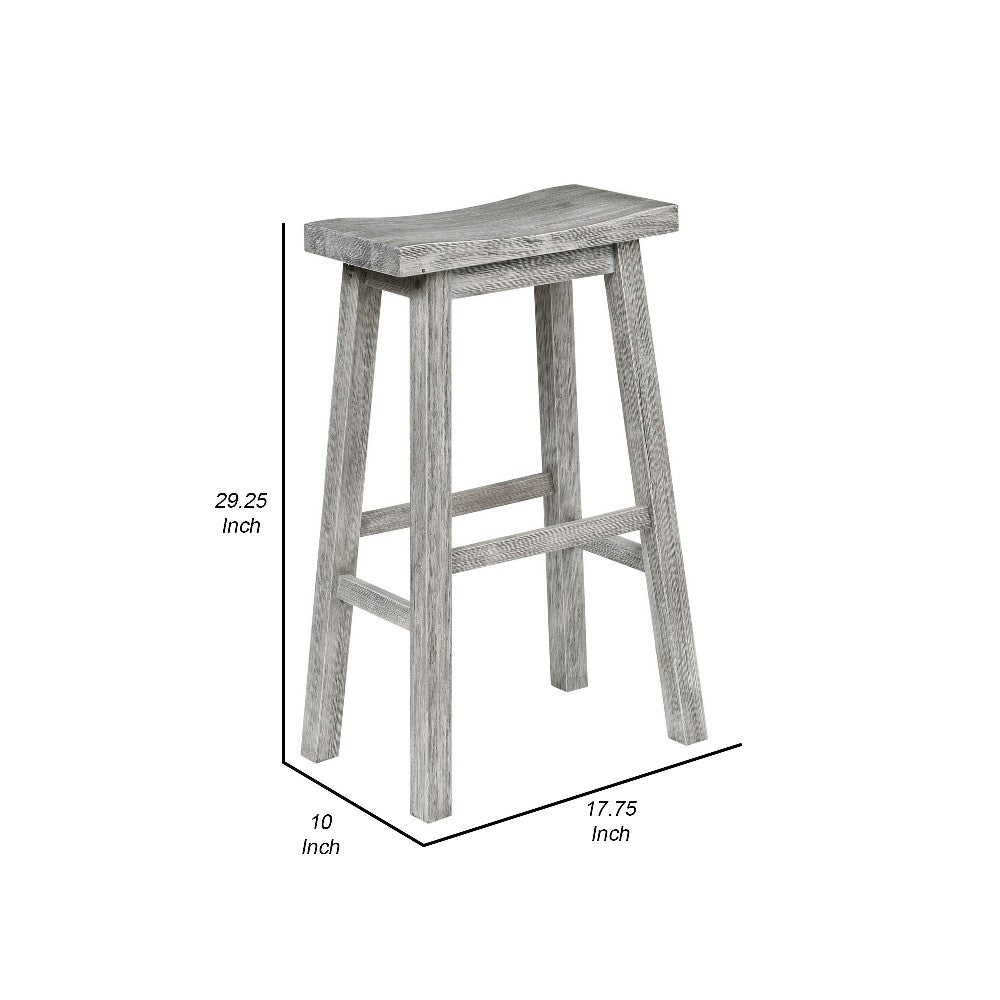 Saddle Design Wooden Barstool with Grain Details, Gray - BM239734