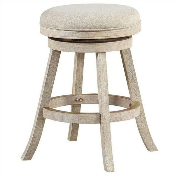 Wooden Swivel Counter Stool with Round Fabric Seat, Gray - BM239735