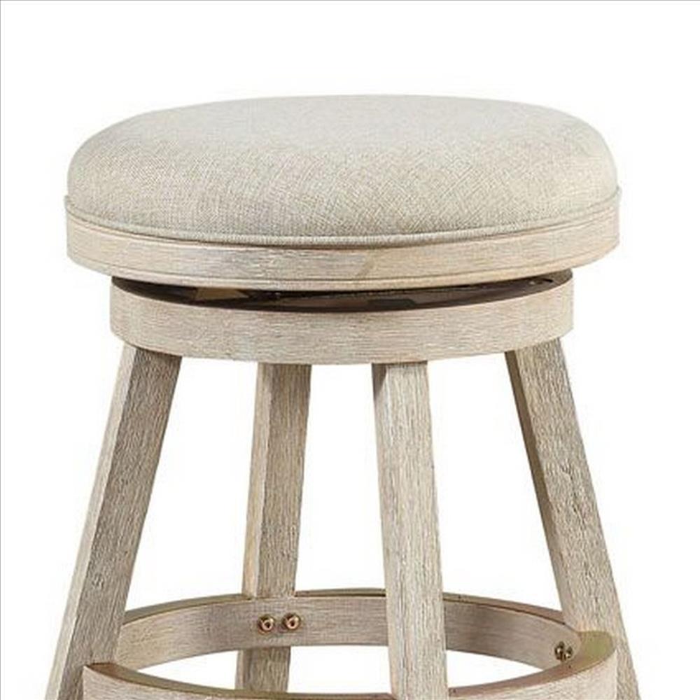 Wooden Swivel Counter Stool with Round Fabric Seat, Gray - BM239735