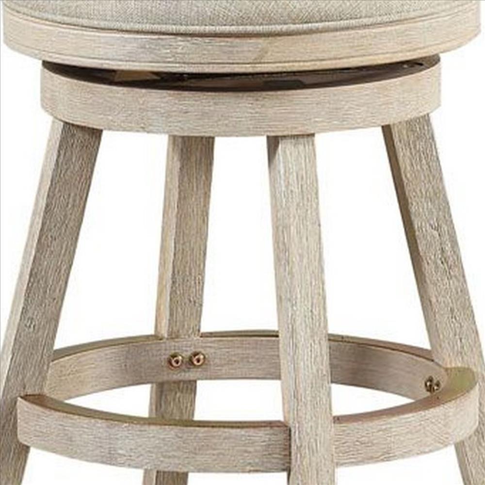 Wooden Swivel Counter Stool with Round Fabric Seat, Gray - BM239735