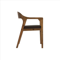 Curved Panel Back Dining Chair with Sleek Track Arms, Brown - BM239749