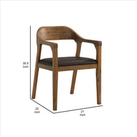 Curved Panel Back Dining Chair with Sleek Track Arms, Brown - BM239749