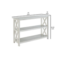 2 Shelf Wooden Entryway Table with X Shaped Accent, White - BM239763