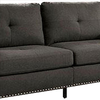 Fabric Upholstered Sofa with Track Arms and Nailhead Trim, Dark Gray - BM239784