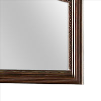 Molded Wooden Frame Mirror with Ornate Detailing, Brown By Casagear Home - BM239800