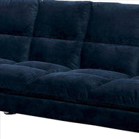Futon Sofa with Tufted Padded Seating and Metal Legs, Blue - BM239807