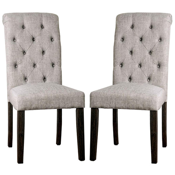 Side Chair with Button Tufted Backrest, Set of 2, Gray - BM239822