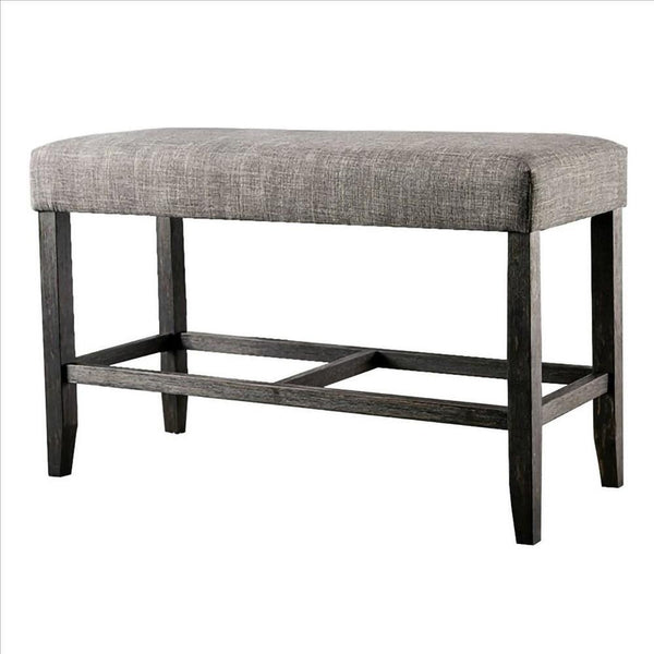 41 Inches Counter Height Bench with Padded Seating, Gray - BM239823