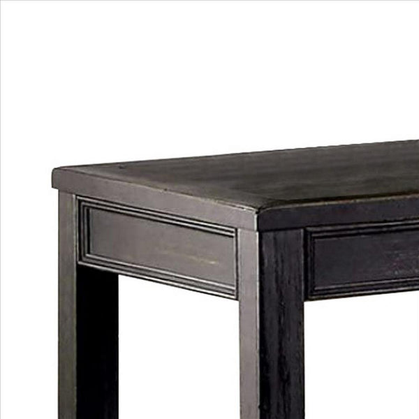 24 Inches Wooden End Table with Open Shelf, Antique Black - BM239833