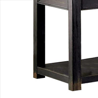 24 Inches Wooden End Table with Open Shelf, Antique Black - BM239833