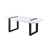 Two Tone Modern Coffee Table with Metal Legs, White and Black - BM240038