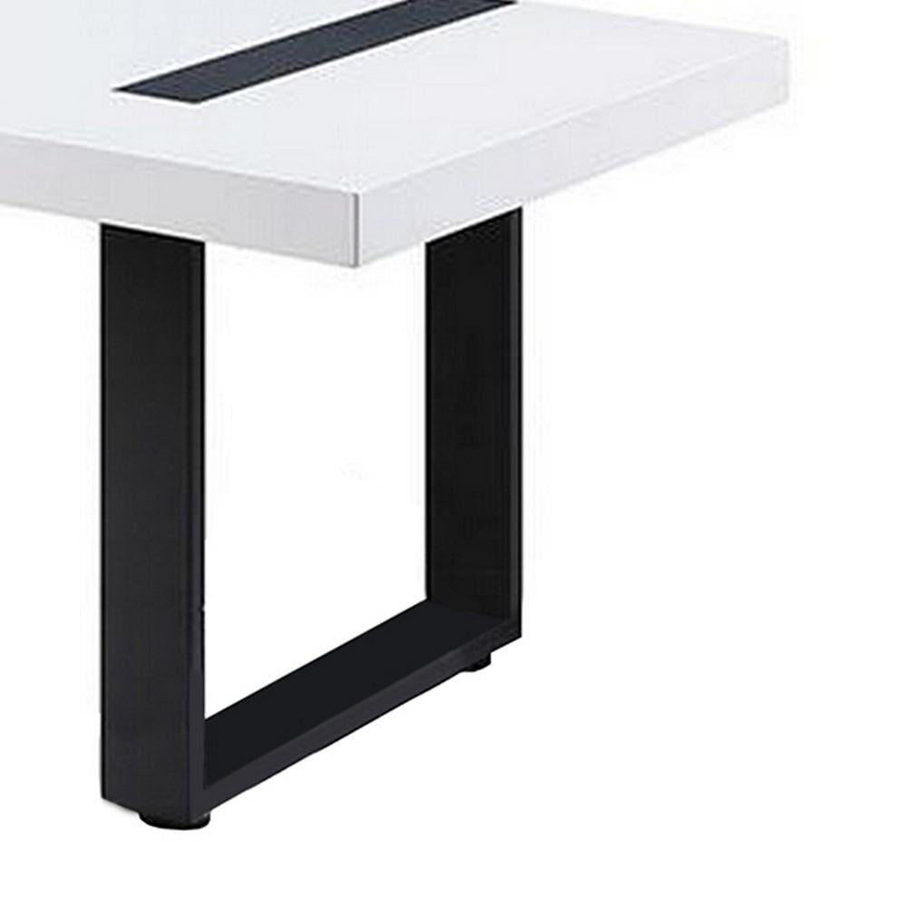 Two Tone Modern Coffee Table with Metal Legs, White and Black - BM240038