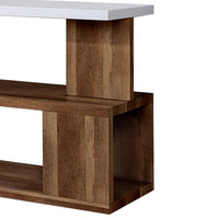 Two Tone Modern Sofa Table with Bottom Shelf, White and Brown - BM240041