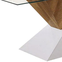 Two Tone Wooden End Table with Pedestal Base, White and Brown - BM240044