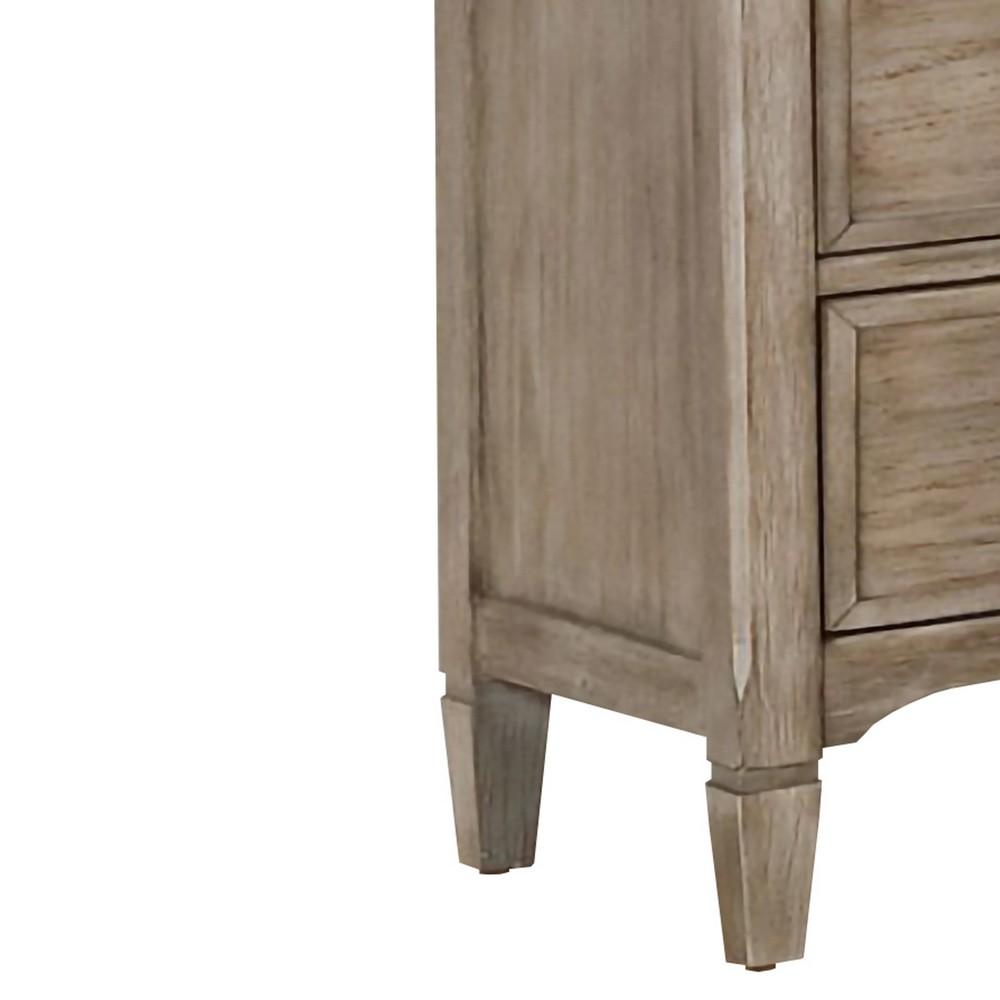 2 Drawer Wooden Nightstand with USB Slot, Gray - BM240046