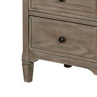 2 Drawer Wooden Nightstand with Round Knobs, Gray - BM240048