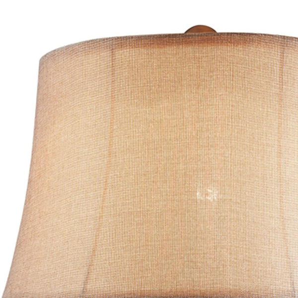 Table Lamp with Filigree Accent Base and Fabric Shade, Brown - BM240299