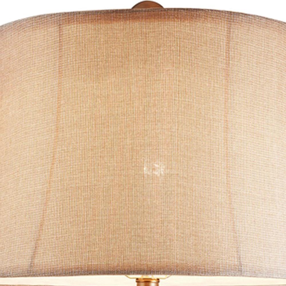 Table Lamp with Filigree Accent Base and Fabric Shade, Brown - BM240299