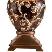 Table Lamp with Filigree Accent Base and Fabric Shade, Brown - BM240299