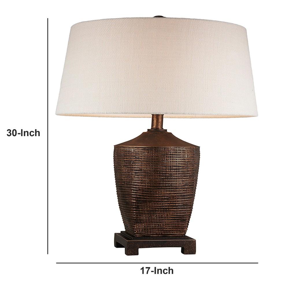 Table Lamp with Polyresin Urn Shape Base, Bronze - BM240304