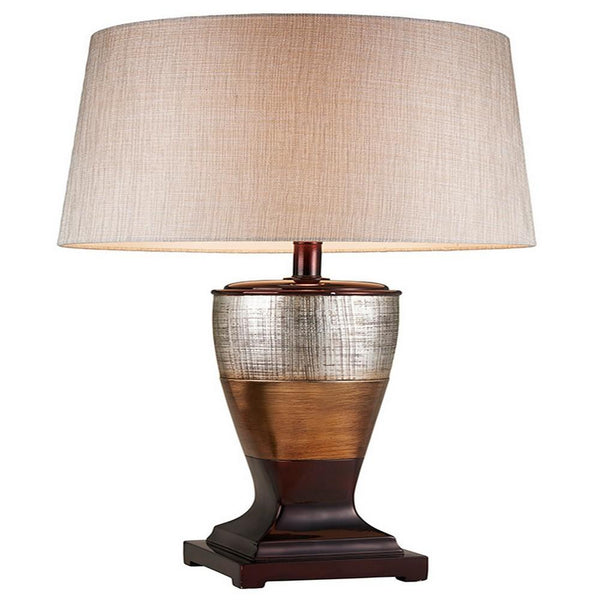 Table Lamp with Colorblock Pedestal Base, Brown - BM240305