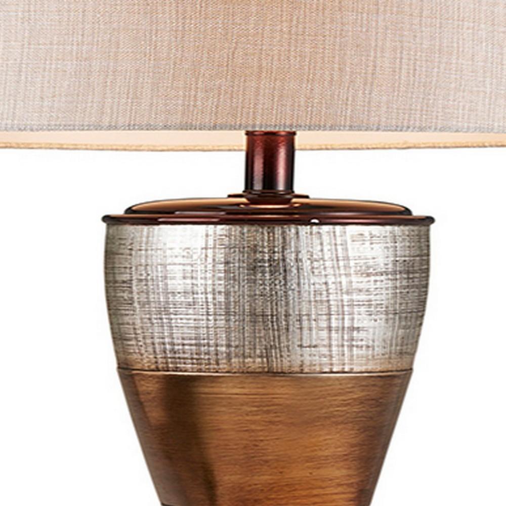 Table Lamp with Colorblock Pedestal Base, Brown - BM240305