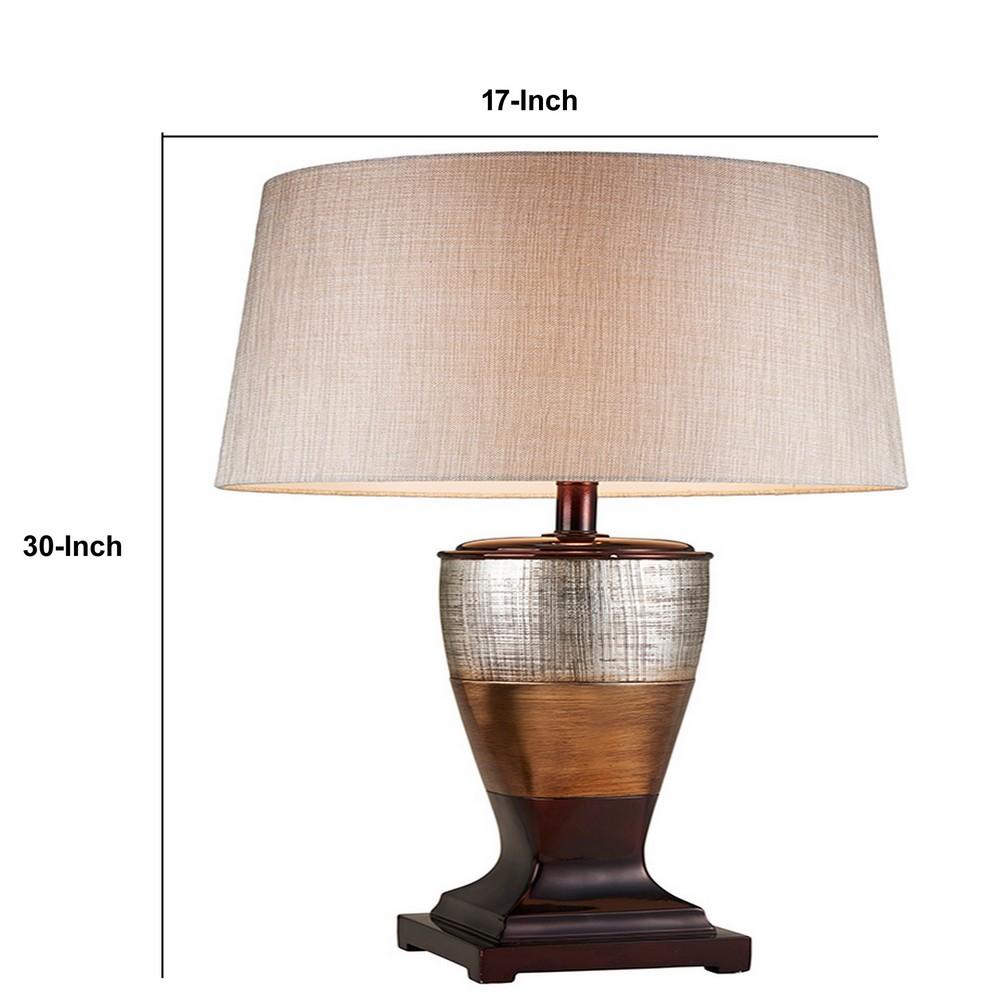 Table Lamp with Colorblock Pedestal Base, Brown - BM240305